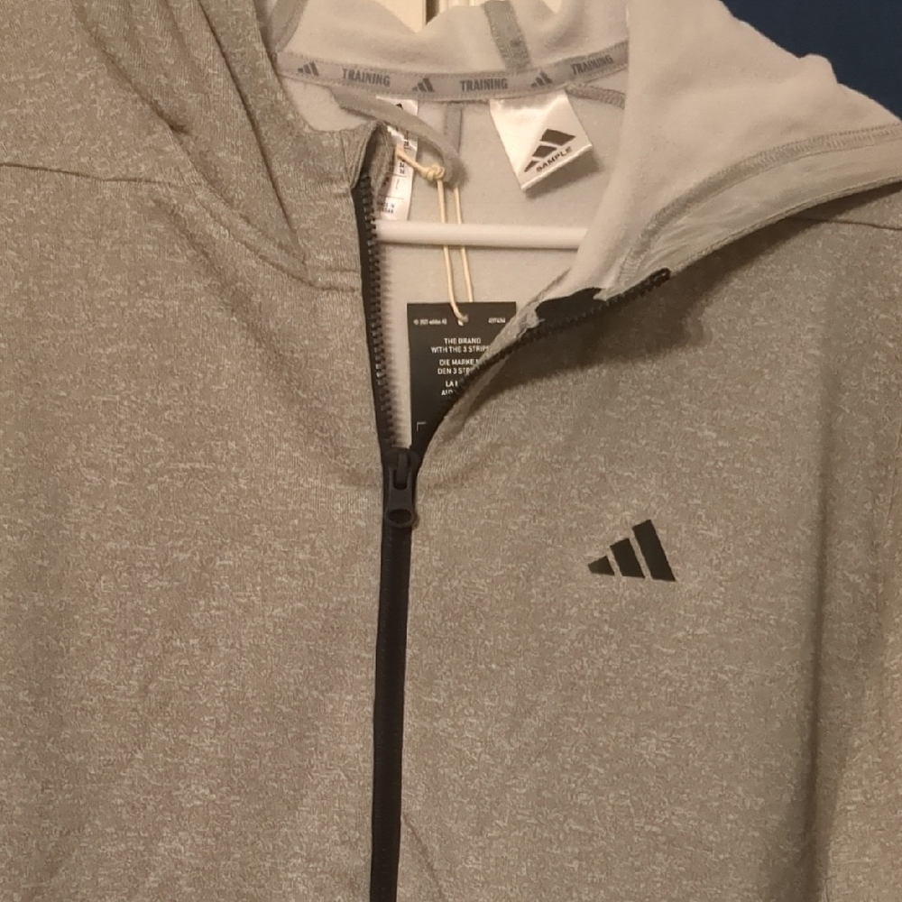 Adidas Game And Go Gray Full-Zip Hooded Jacket